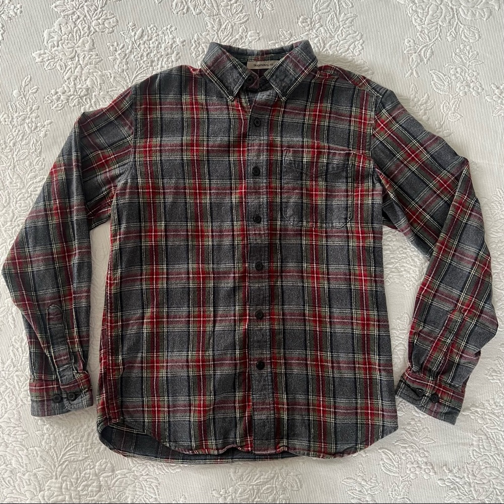 L.L. Bean Men's Scotch Plaid Flannel Shirt Traditional Fit